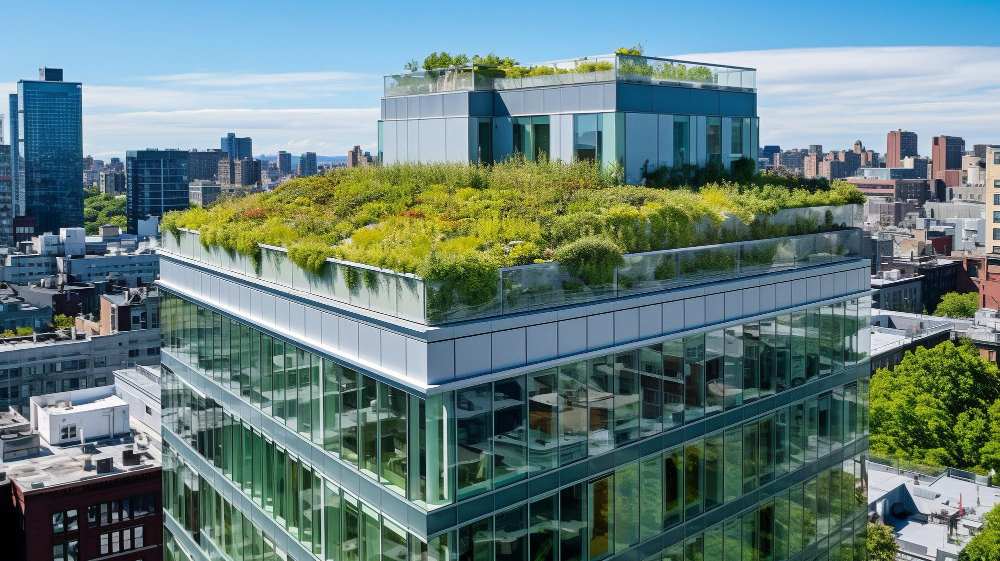 immeuble avec toit végétalisé